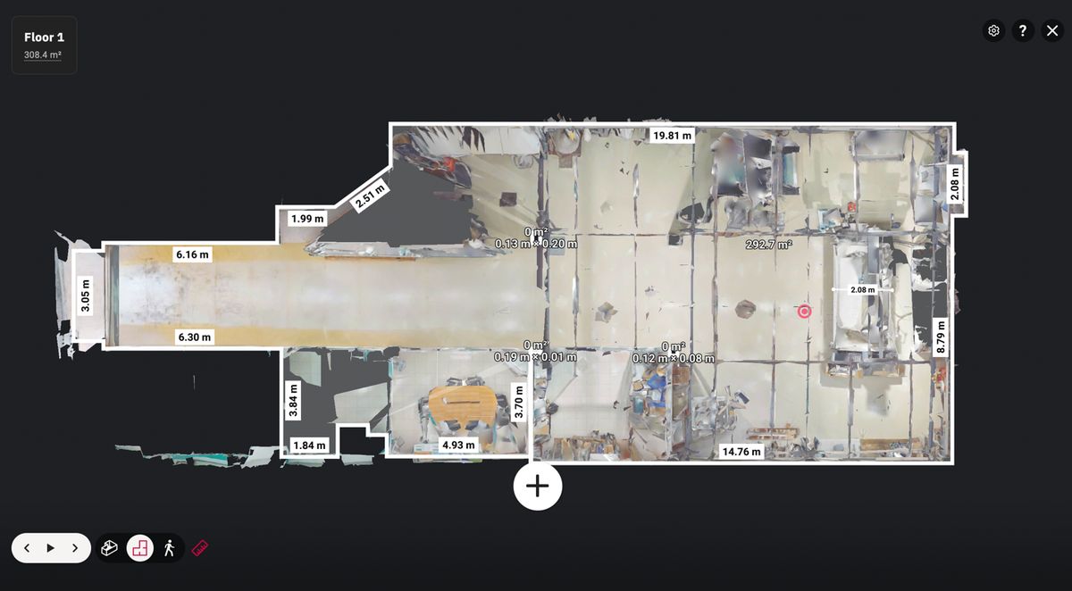 ระบบวัดระยะและพื้นที่แบบ 3D ในผังโรงงาน 360°